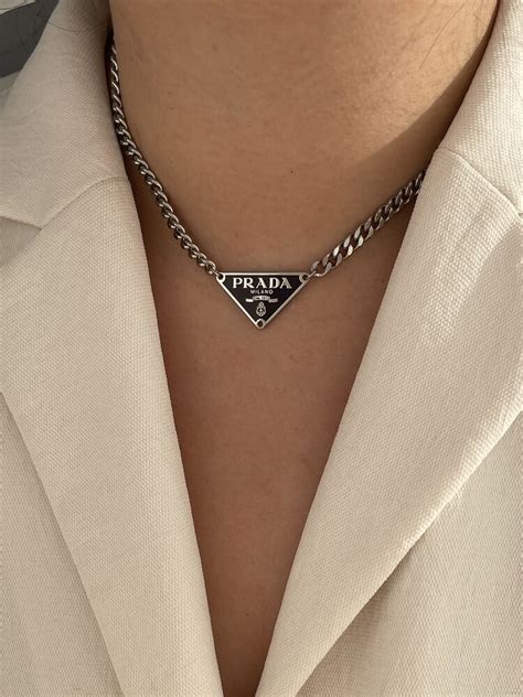 prada neckless|prada symbol necklace.